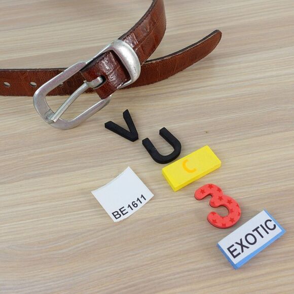 Vintage Crocodile Belt Small Exotic Leather Italian Dress Western Crocolux Omega - Picture 16 of 16